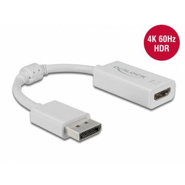 Adaptor Displayport 1.4  la HDMI (DP Alt Mode) 4K 60Hz cu HDR T-M Alb, Delock 63936