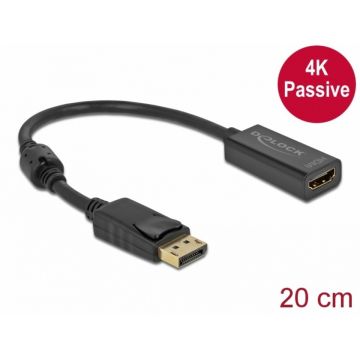 Adaptor Displayport la HDMI v1.2 4K Pasiv T-M Negru, Delock 63559