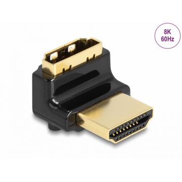 Adaptor HDMI 8K60Hz T-M unghi 90 grade sus metalic, Delock 60017