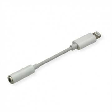 Adaptor iPhone Lightning MFI la jack stereo 3.5mm T-M 0.13m Alb, Roline 12.03.3214*