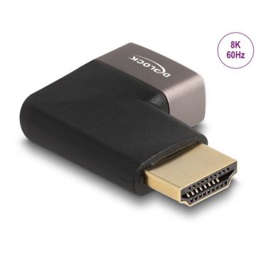 Adaptor metalic HDMI 8K60Hz T-M unghi 90 grade dreapta, Delock 60084