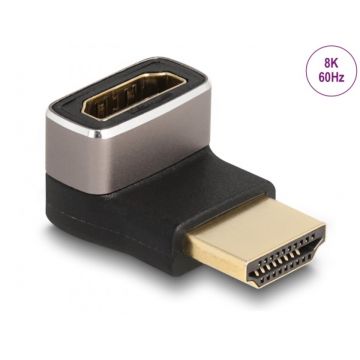 Adaptor metalic HDMI 8K60Hz T-M unghi 90 grade jos, Delock 60085