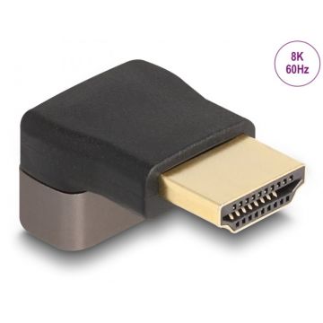 Adaptor metalic HDMI 8K60Hz T-M unghi 90 grade sus, Delock 60083