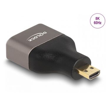 Adaptor metalic micro HDMI-D la HDMI 8K60Hz T-M, Delock 60079