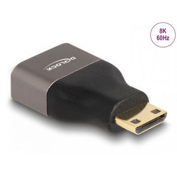 Adaptor metalic mini HDMI-C la HDMI 8K60Hz T-M, Delock 60080