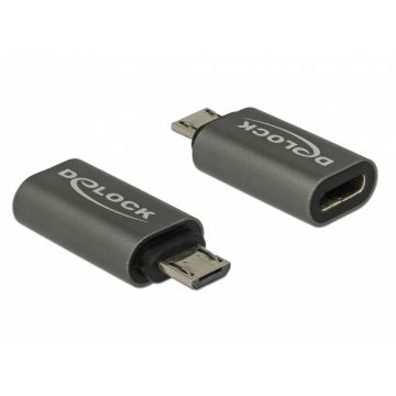 Adaptor micro USB la USB tip C 2.0 T-M Antracit, Delock 65927
