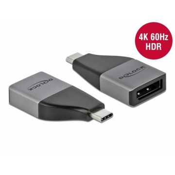 Adaptor USB 3.2-C Gen1 la DisplayPort (DP Alt Mode) 4K60Hz, Delock 64120*