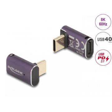 Adaptor USB 4 type C 8K60Hz/240W unghi 90 grade T-M, Delock 60289