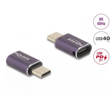 Adaptor USB 4 type C PD 3.1 240W 8K60Hz/4K144Hz T-M, Delock 60286