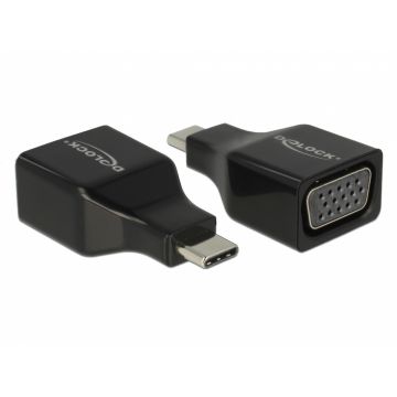 Adaptor USB-C la VGA (DP Alt Mode) T-M Negru, Delock 63933