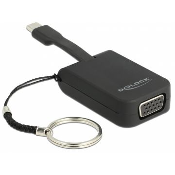 Adaptor USB-C la VGA (DP Alt Mode) T-M pentru breloc, Delock 63941