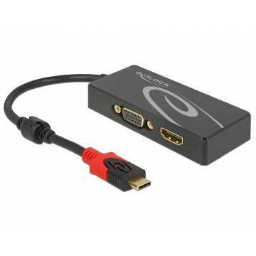 Adaptor USB tip C (DP Alt Mode) la 1 x HDMI + 1 x VGA, Delock 87730