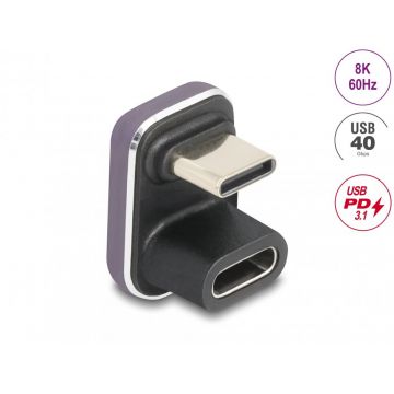 Adaptor USB type C 8K60Hz/40Gbps/240W U shaped/unghi 180 grade, Delock 60737
