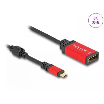Adaptor USB type C la Displayport (DP Alt Mode) 8K30Hz/4K144Hz T-M HDR, Delock 60052