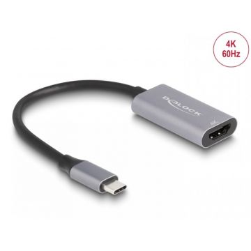 Adaptor USB type C la HDMI (DP Alt Mode) 4K60Hz cu HDR/HDCP, Delock 60020