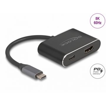 Adaptor USB type C la HDMI (DP Alt Mode) 8K HDR + PD 100W, Delock 64199