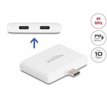 Adaptor USB type C la USB type C 10Gbps/4K60Hz + USB type C PD 92W, Delock 61088