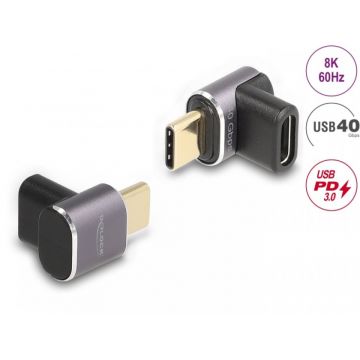Adaptor USB4 type C 100W/8K60Hz  T-M unghi 90 grade, Delock 60059