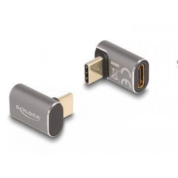 Adaptor USB4 type C T-M unghi 90 grade 8K60Hz/4K144Hz 100W/40Gb metalic, Delock 60054