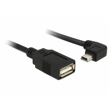 Cablu mini USB unghi la USB 2.0 T-M OTG 50cm, Delock 83356
