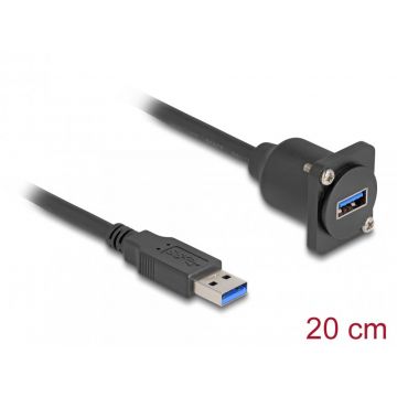 Cablu prelungitor USB 3.0-A T-M D-type 0.2m, Delock 87967