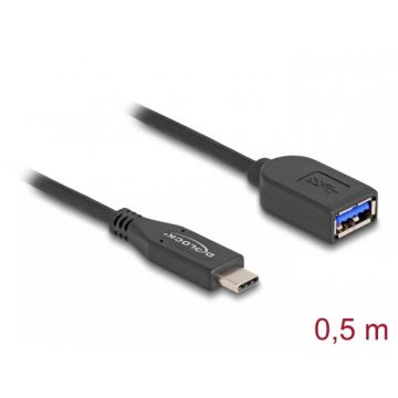 Cablu USB 3.2 type C la USB-A T-M coaxial 0.5m, Delock 60568