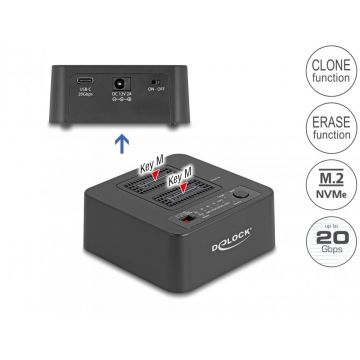 Docking station pentru 2 x M.2 NVMe PCIe SSD cu functie de Clona/Erase, Delock 64300