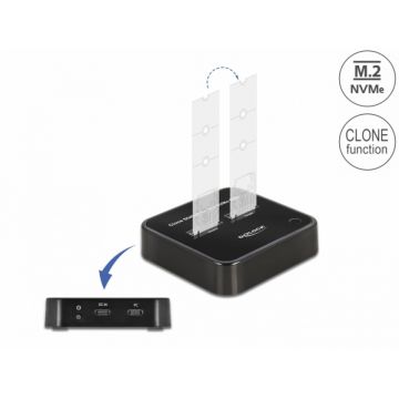 Docking station USB 3.2-C Gen 2 pentru 2 x M.2 NVMe PCIe SSD cu functie de clona, Delock 64177