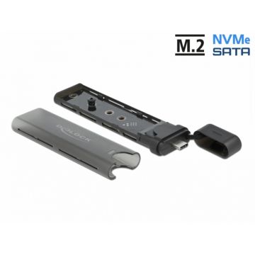 Rack extern Combo USB type C la M.2 NVMe PCIe + SATA SSD, Delock 42635
