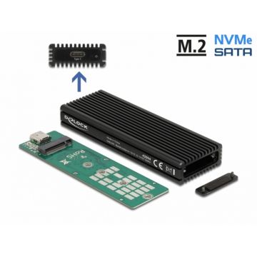 Rack extern combo USB type C pentru SSD M.2 PCIe/NVME sau SATA, Delock 42004