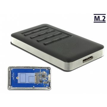 Rack extern M.2 Key B 42 mm SSD la micro USB-B 3.0 cu encryption function, Delock 42594