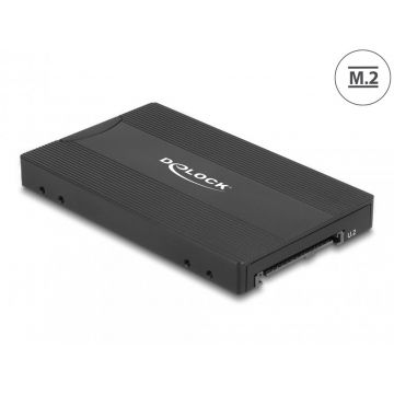 Rack extern M.2 Key M NVMe SSD la U.2 sau M.2 Key B SATA SSD la SATA, Delock 64301