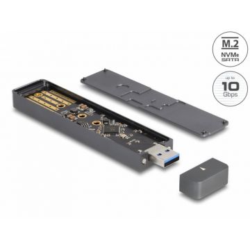 Rack extern USB 3.2-A la M.2 NVME PCIe/SATA SSD, Delock 42021