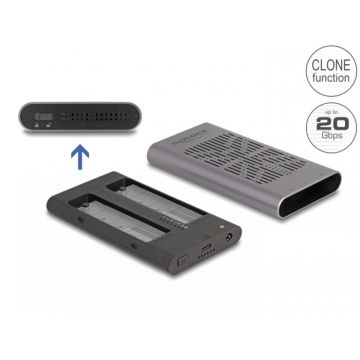 Rack extern USB type C la 2 x M.2 NVMe PCIe SSD cu functie Clona, Delock 42027