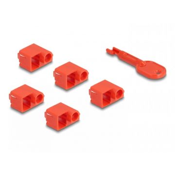 Set 10 buc blocatoare port RJ45 tata + cheie, Delock 20929