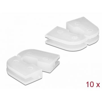 Set 10 buc protectie cabluri dreptunghiular - diametru 4.5 x 2.3 mm Neutru, Delock 60253