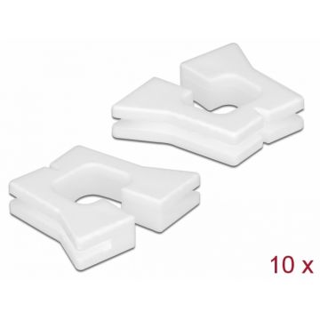 Set 10 buc protectie cabluri dreptunghiular - diametru 4.5 x 4.4 mm Alb, Delock 60263