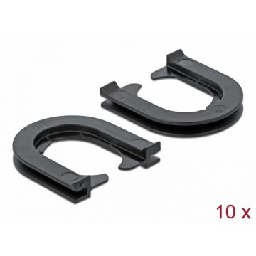 Set 10 buc protectie cabluri forma U - diametru 12.5mm Negru, Delock 60266