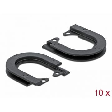 Set 10 buc protectie cabluri forma U - diametru 12.5mm Negru, Delock 60269