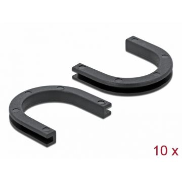 Set 10 buc protectie cabluri forma U - diametru 16mm Negru, Delock 60272