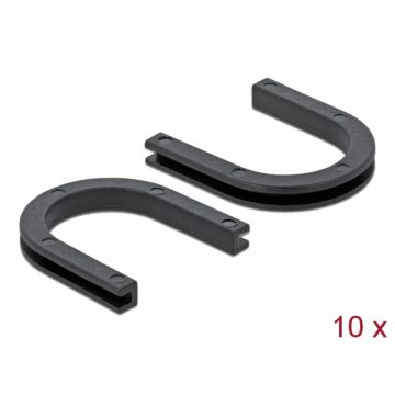 Set 10 buc protectie cabluri forma U - diametru 17.5mm Negru, Delock 60273