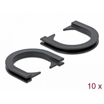 Set 10 buc protectie cabluri forma U - diametru 20.9mm Negru, Delock 60271