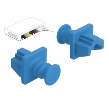 Set 10 buc protectie impotriva prafului pentru RJ45 Albastru, Delock 86509
