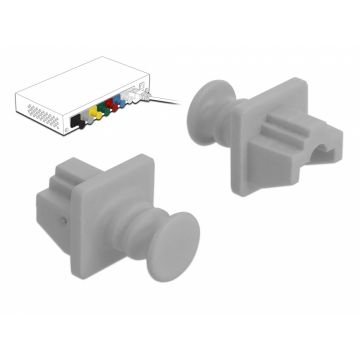 Set 10 buc protectie impotriva prafului pentru RJ45 Gri, Delock 86508