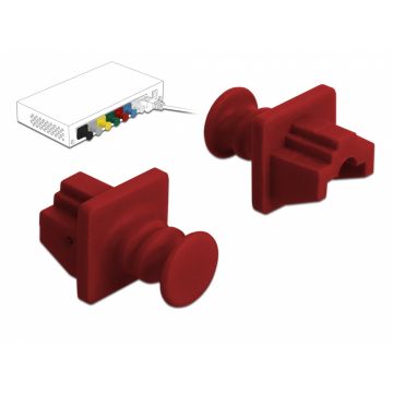 Set 10 buc protectie impotriva prafului pentru RJ45 Rosu, Delock 86510