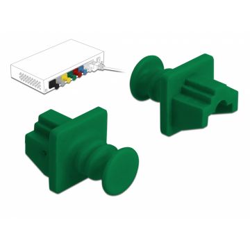 Set 10 buc protectie impotriva prafului pentru RJ45 Verde, Delock 86512