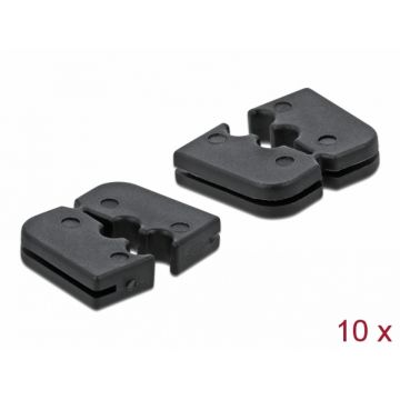 Set 10 buc protectie pentru 2 cabluri dreptunghiular - diametru 2.2mm Negru, Delock 60259
