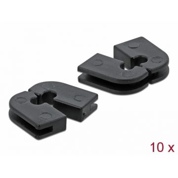 Set 10 buc protectie pentru 2 cabluri dreptunghiular - diametru 2.3mm Negru, Delock 60260