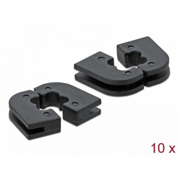 Set 10 buc protectie pentru 4 cabluri dreptunghiular - diametru 2.2mm Negru, Delock 60262