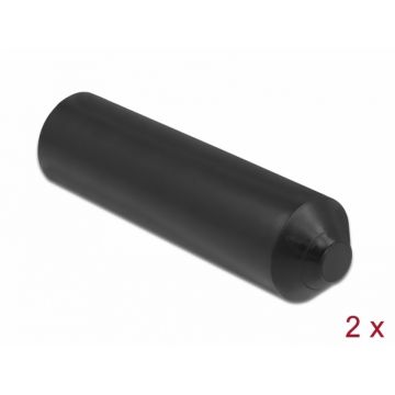 Set 2 buc capace termocontractabile pentru sigilarea cablurilor 70 x 20 mm Negru, Delock 19772